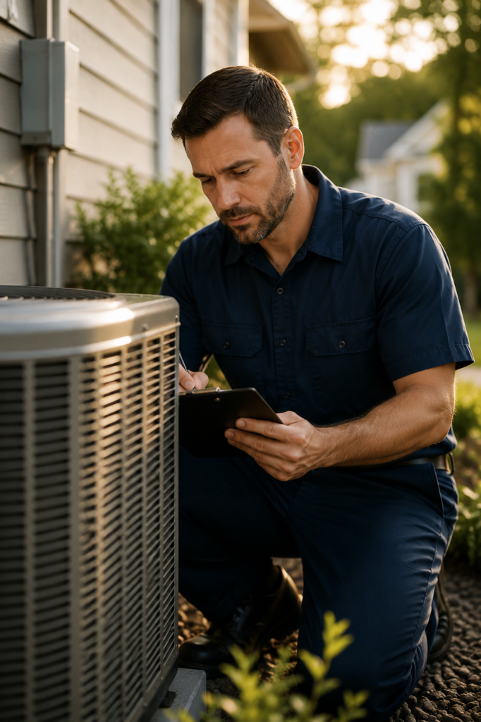 classic-comfort-technician-inspecting-outdoor-ac-unit