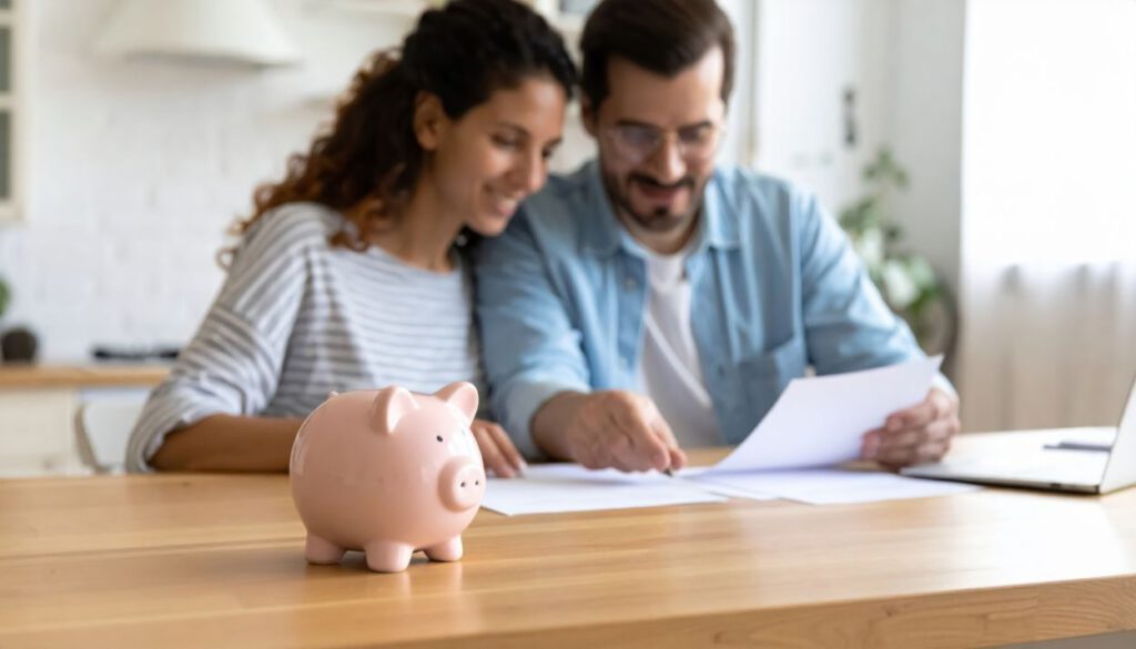couple saving money and going over budget